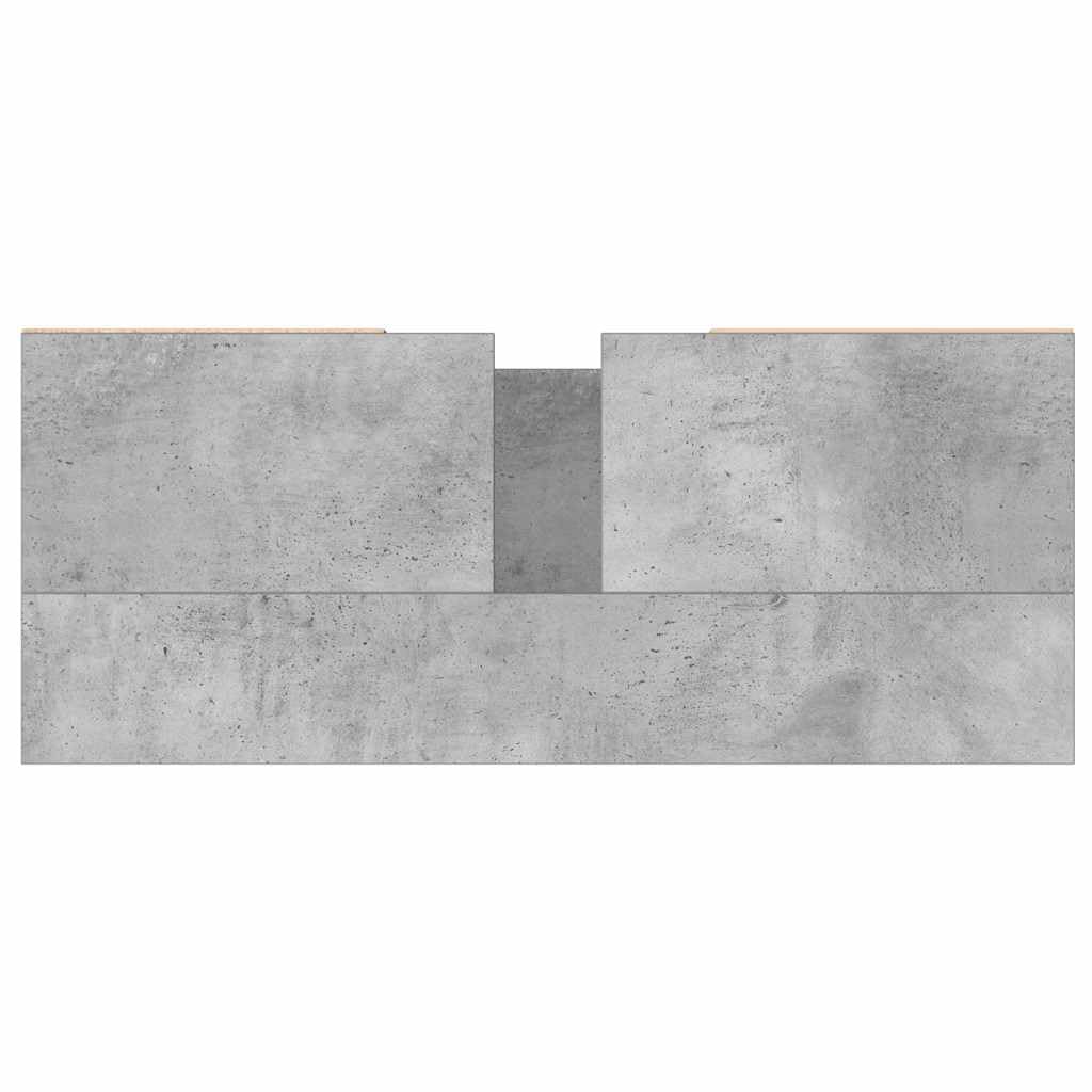 Mueble de Baño en Madera de Ingeniería Gris Hormigón 80x33x60 cm con 4 Cajones y Compartimento, Armario de Almacenaje con Puerta Ajustable y Patas de Hierro para Estabilidad,