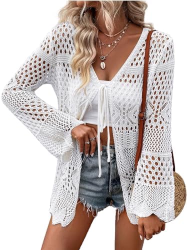 AI'MAGE Womens Kimono Beach Cover Up Crochet Swimsuit Coverups Su...