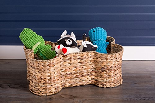 Image of DII Bone Dry Large Hyacinth Bone Shape Storage Basket, 24x15x9 inch, Pet Organizer Bin for Home Decor, Pet Toy, Blankets, Leashes and Food