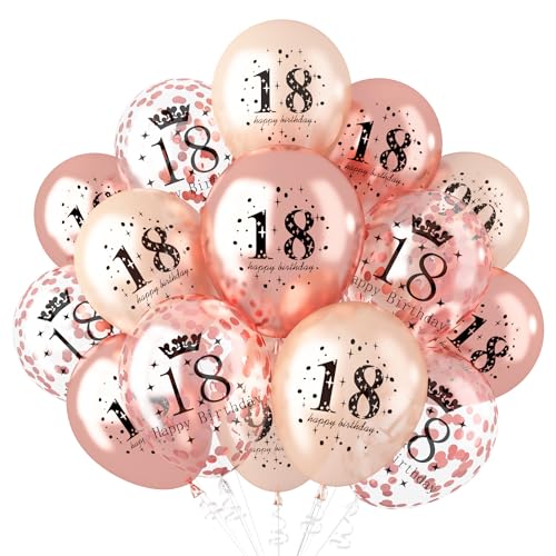 18th Birthday Decorations for Girls Rose Gold Happy 18th Birthday Balloons for Her Chrome Rose Gold 18th birthday Anniversary Party Supplies 18 Year Old Party Decorations