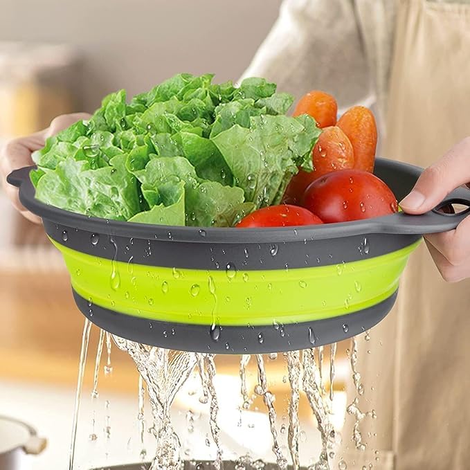 Lukzer Collapsible Silicone Fruit and Vegetable Strainer Colander | Foldable Kitchen Basket for Washing and Draining Lettuce, Tomatoes, Carrots, Pasta | Space-Saving, Durable, Easy to Clean-picture-18