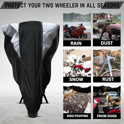 Image of Motorcycle Scooty Body Cover for Outdoor Use - Heavy Fabric Water Resistant Two Wheeler Cover with UV, Dust & Rain Protection Compatible for Ola S1 Air