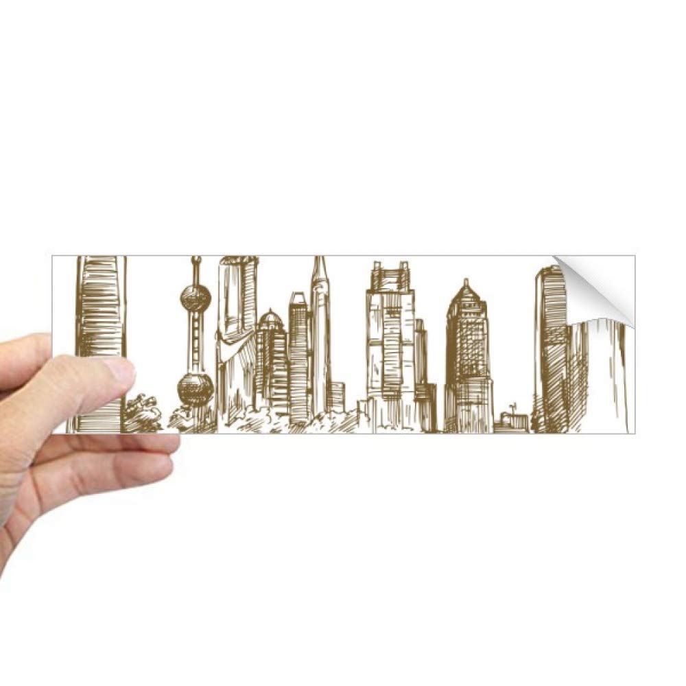 Autocollant Shanghai China Landmark sketch rectangulaire haute finition