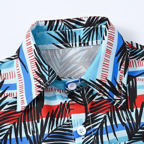 Hawaiian Shirts for Boys Short Sleeve Aloha Shirt Cute Tropical Print Tops Button Down Shirts Kids Summer Beach Tops4