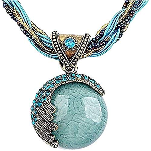 Shensee Female New Vogue DIY Gold Double Turquoise Sequins Pendant Chain Statement Necklace