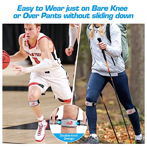 IPOW Embroidery Patellar Tendon Support Strap 2 Pack, Knee Pain Relief & Patella Stabilizer Knee Strap, knee Support for Women and Men, Knee Braces for Running, Working Out, Weightlifting,