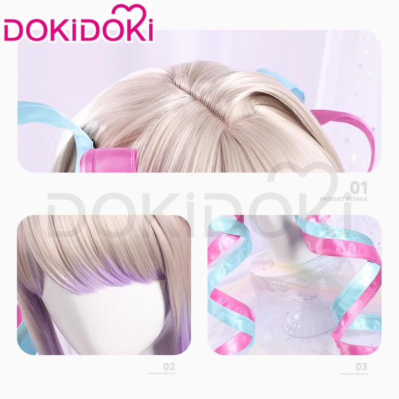 KIRA KIRA KAngel Cosplay Wig NEEDY OVERDOSE KAngel 28cm/11’’ Ribbon Double Ponytail Hair for Halloween Cosplay image 5