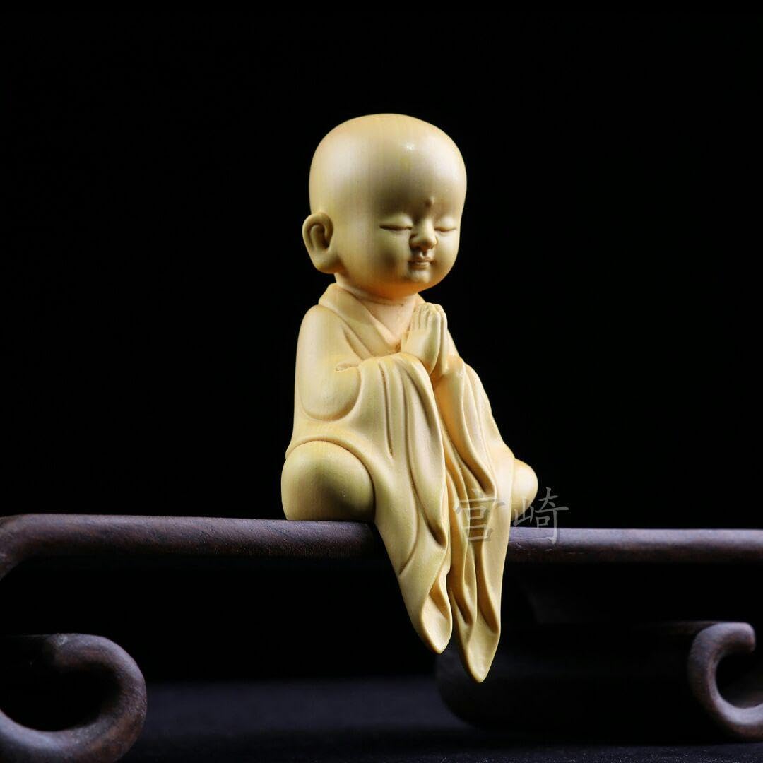 Amazon.co.jp: 宮崎禅意 小坊主 彫刻工芸品 木彫仏像 仏教美術品 木工 