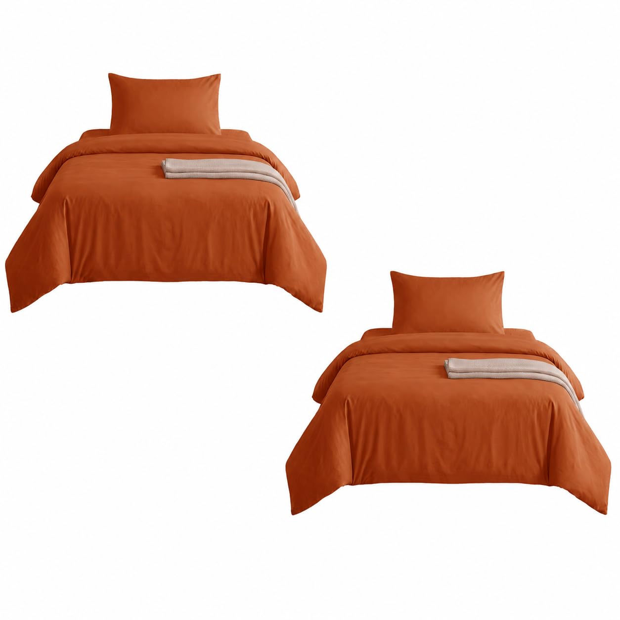 MOONLIGHT20015 Single Duvet Cover Set Pack of 2 Rust Premium Bedding Sets