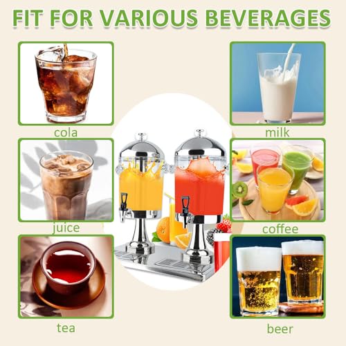 4 Gallon Beverage Dispenser, Hot Cold Drink Dispenser with Ice Container and Stainless Steel Drip Trays for Hot Tea, Coffee, Cold Milk