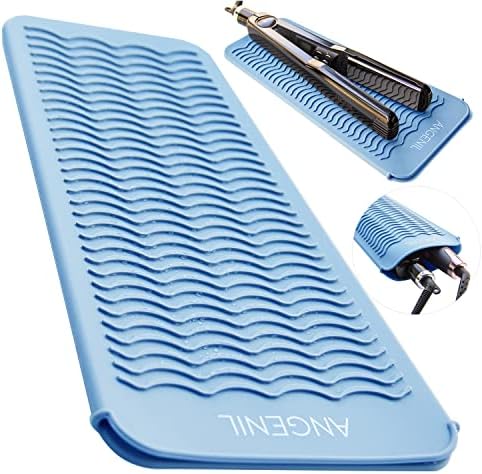ANGENIL Heat Resistant Silicone Mat Pad Pouch For Travel Curling Iron Wand, Tourmaline Titanium Ceramic Portable Flat Iron, Hair Straightener, Automatic Wireless Curlers, Crimper Hair Iron, Hair Tools