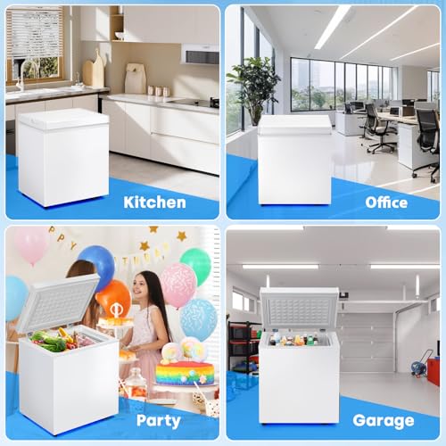 Image of 2.0 Cu.Ft Chest Freezer, Compact Chest Freezer with 7 Thermostat, Mini Deep Freezer with Removable Basket, Low Noise, Top Door Free-Standing Freezer for Home /Dorm /Office /Apartment, White