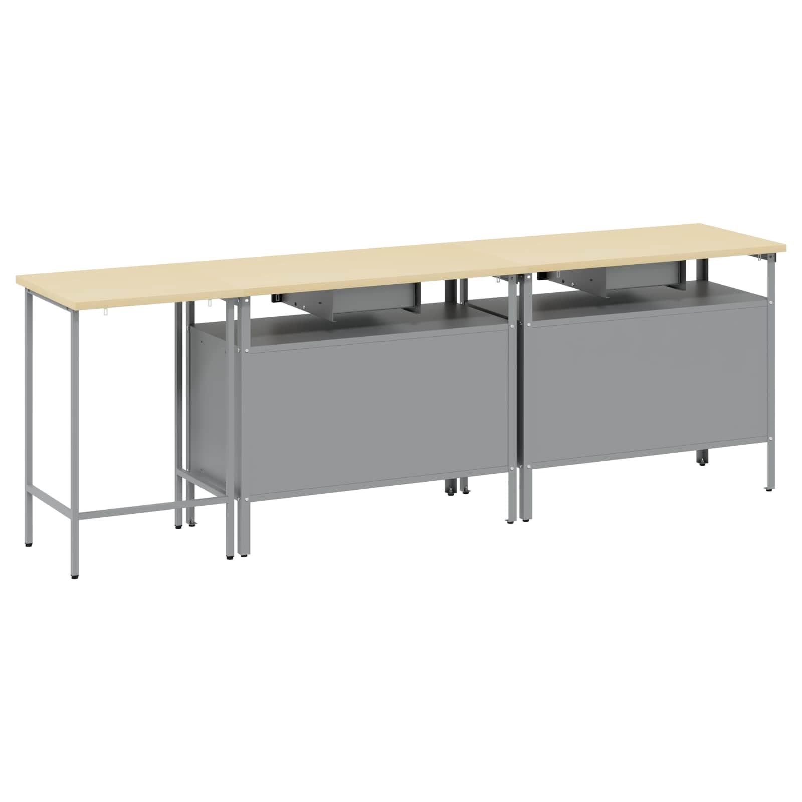 Banco de trabajo de acero con estantes de metal y cajones, juego de banco de trabajo estable con espacio de almacenamiento de estilo industrial, banco de trabajo recubierto de polvo para taller, color