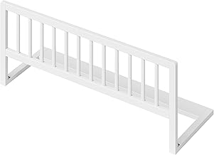 Bellabino Yuna Fall Protection - Children's Bed Guard 90 cm Wide - Made of Solid Pine Wood in White - Foldable Bed Rail for Cot & Travel - Pre-Assembled Fall Protection for Toddlers & Babies