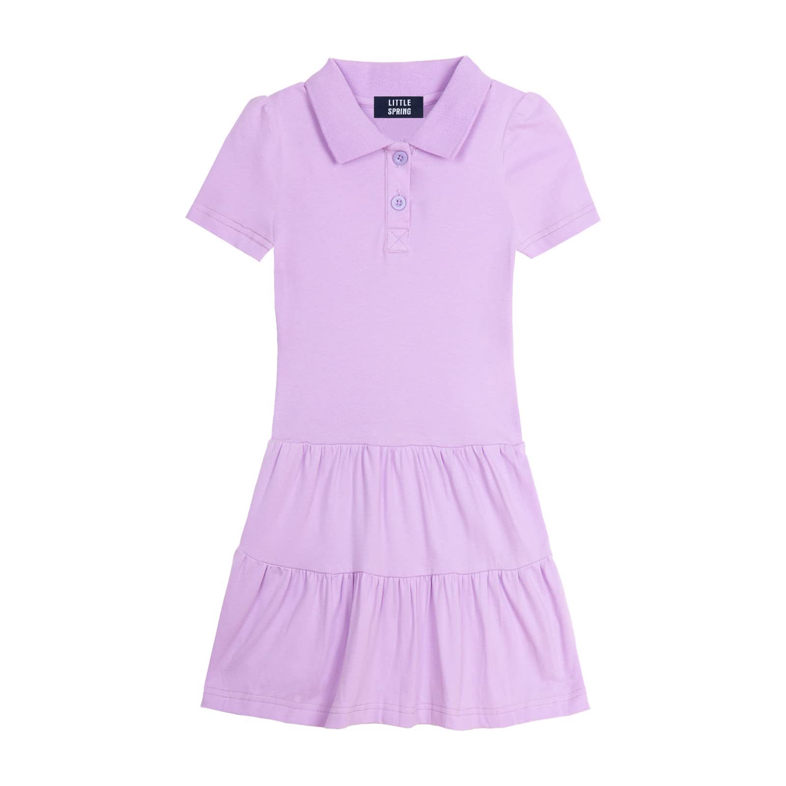 LittleSpring Girls Uniform Pique Polo Dress Short Sleeve