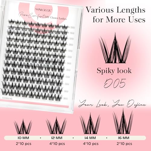 Image of Fairy Lash Clusters Wispy Lashes Clusters with spikes, 10-16mm Manga Eyelash Clusters, DIY Individual Lash Extensions with Soft Ultra-thin Band, 120pcs (D05)