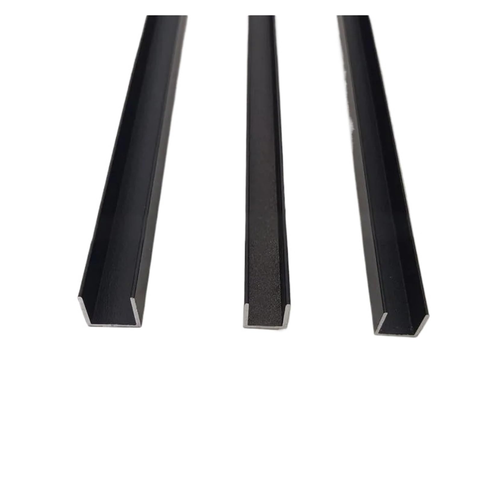 Perfil de aluminio en U, 6063 Aluminio Canal U Ranura Equilátera Negro 500mm 2 Piezas(56x25x50mm)