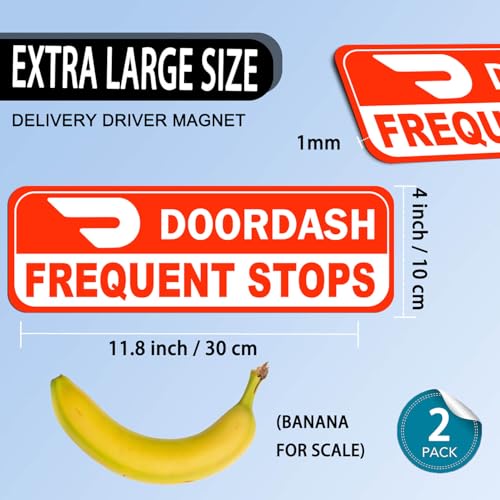 Image of NIMONA Delivery Driver Magnets for Car - 2-Pack Caution Frequent Stops Removable Set - Reflective Delivery Magnetic Car Door and Bumper Sign - Weather-Resistant 11.8 x 4 inch (Red-White 2 pack)