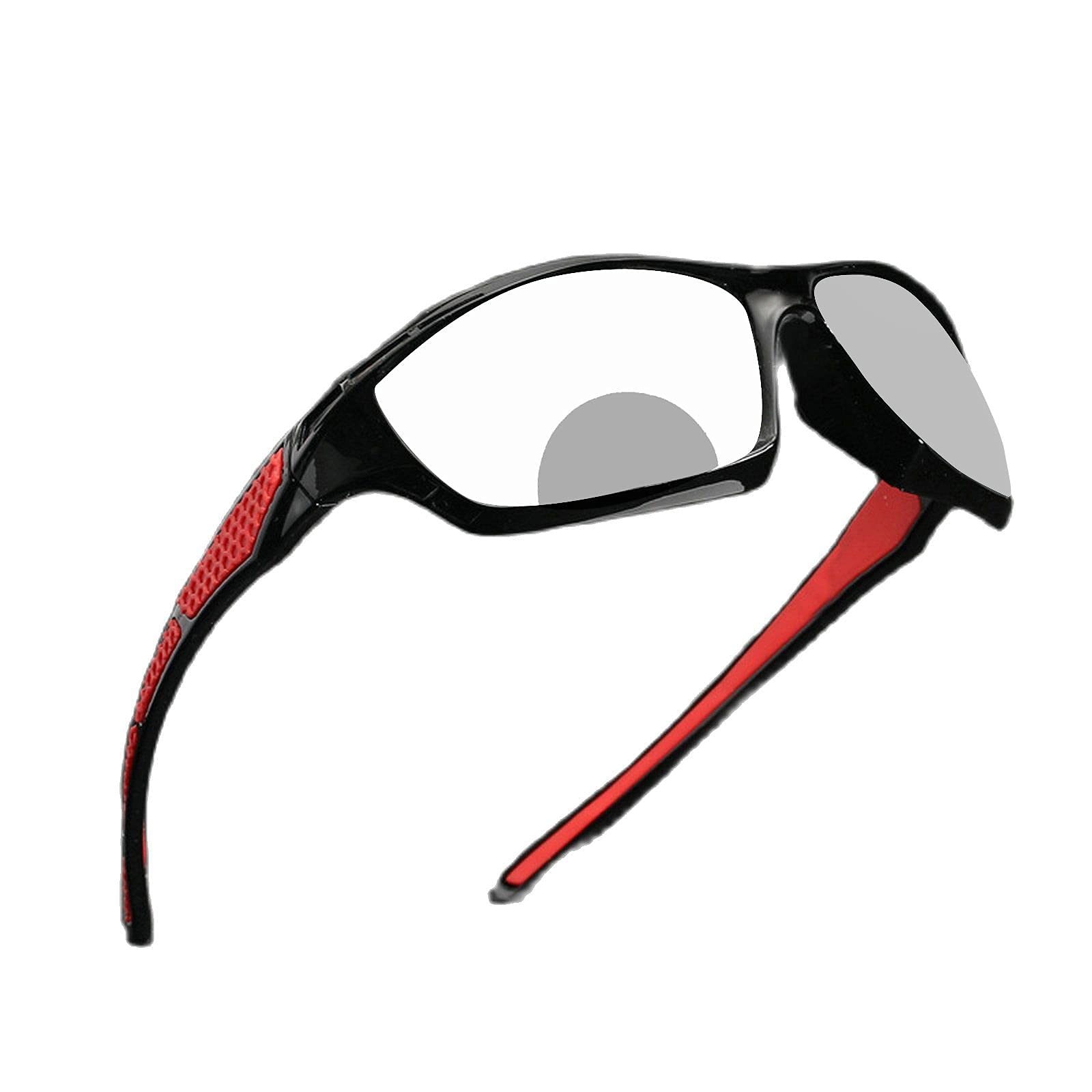 mincl Transition Photochromic Bifocal Reading Glasses for Mens and Womens, Red Square Sports Sunglasses Readers 0~+4.00 (black&red, 0.00/+2.75 Magnification)