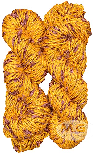 Image of M.G ENTERPRISE Veronica Yellow Brown (200 gm) Wool Hank Hand Knitting Wool /Art Craft Soft Fingering Crochet Hook Yarn, Needle Knitting Yarn Thread Dyed