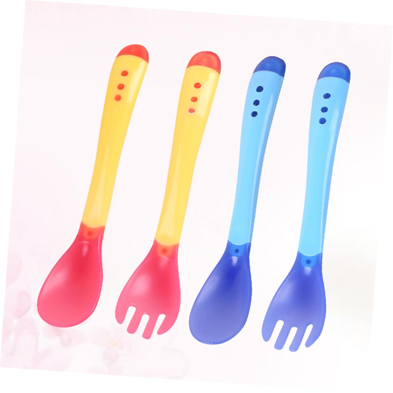 JOINPAYA 4pcs Cutlery Utensil Color Changing Spoon Babtism for Temperature-Sensitive Tableware Store Tableware Fork with Spoon Soft-Head Tableware