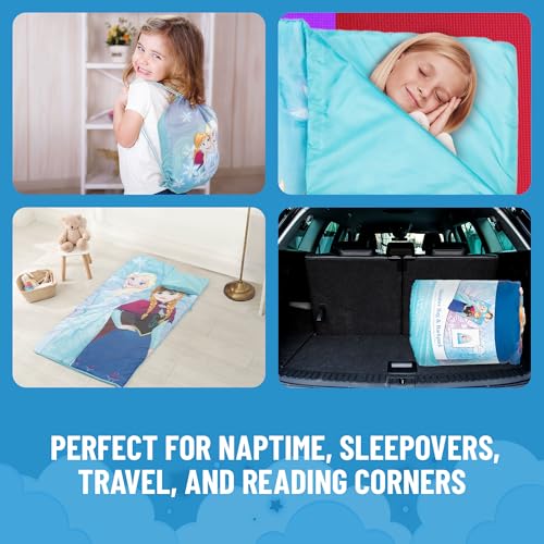 Image of Jay Franco Disney Frozen Sparkle Slumber Sack - Cozy & Warm Kids Lightweight Slumber Bag /Sleeping Bag - Featuring Anna and Elsa (Official Disney Product)
