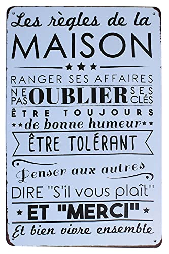 Hioni Les Règles De La Maison Ranger Ses Affaires, Pancarte en Métal Panneau Poster Plaque Métallique Slogan Art Décor Vintage Pr Maison Café Pub Cover