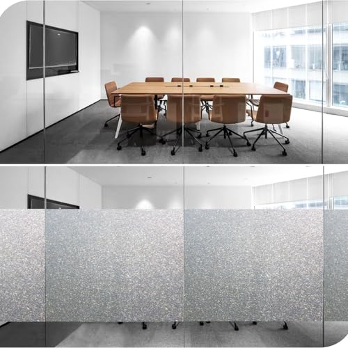 Fensterfolie Sichtschutz 70 x 1100 cm Statische Ohne Klebstoff Milchglasfolie Anti-Uv Geeignet Selbstklebend Fenster mit Statischer für Zuhause Büro, Mattiert