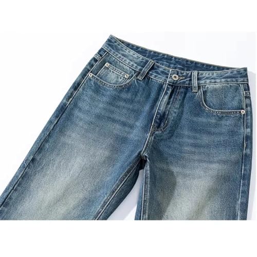 Men’S Flared Bootcut Jeans Mid Waist Loose Fit Wide Leg Denim Pants Streetwear Style Zipper Fly Jeans4