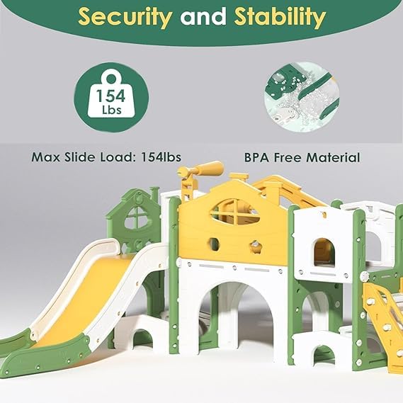 Careopeta 8 in 1 Slider for Kids 2 to 5 Years Big Size Indoor Outdoor Slide for Children at Home Toddler Baby Play Area Indoor Setup with Slider with Steps Garden Slides for Boys Girls with Basketball - Image 6 thumbnail