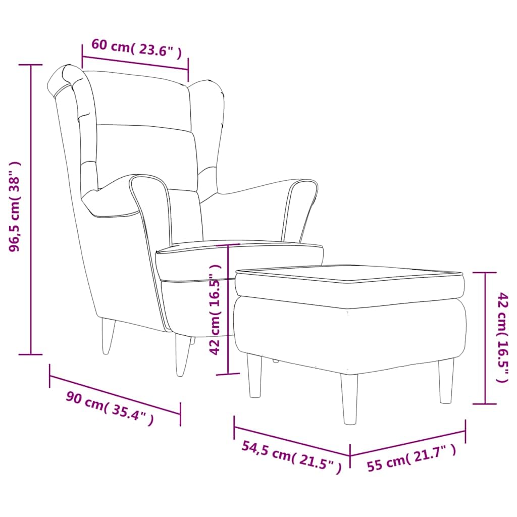 vidaXL Ohrensessel mit Hocker Armlehnen Fernsehsessel Polstersessel Loungesessel Wohnzimmersessel TV Sessel Ruhesessel Relaxsessel Schwarz Samt