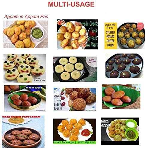 Miniatura 7 de Antiadherente de 12 cavidades Appam Patra Paniyarakkal, utensilios de cocina antiadherentes Appam Patra Paniyaram con acero inoxidable sin tapa, 12