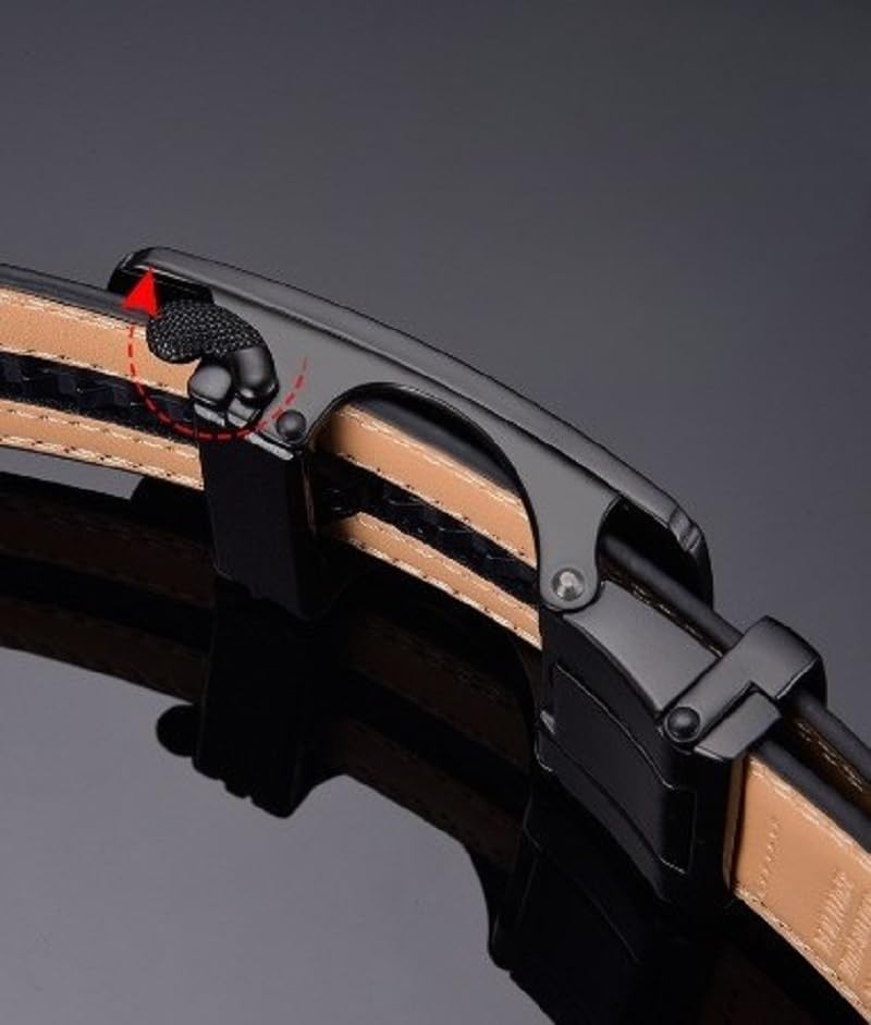 Acewin Men's Leather Belt, Adjustable Automatic Buckle Mens Belt, 1 3/8" Width (35mm) - Image 6