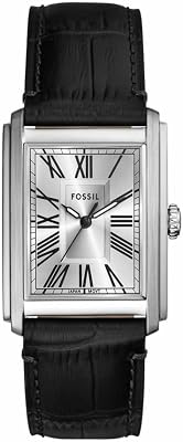 Fossil Carraway Watch for Men, Quartz Three Hand Movement with Leather or Stainless Steel Strap