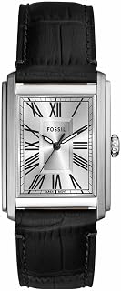 Fossil Carraway Watch for Men, Quartz Three Hand Movement with Leather or Stainless Steel Strap