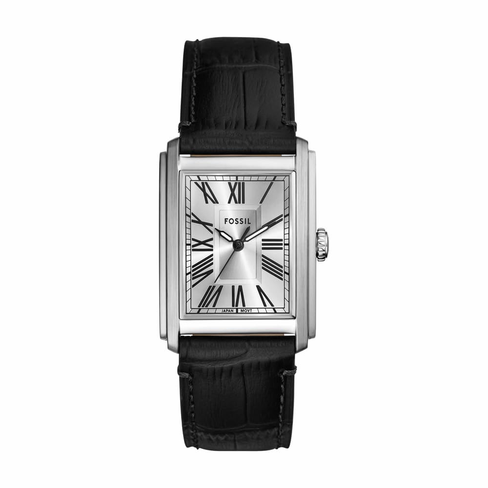 Fossil Reloj Carraway para Hombre, Movimiento de Cuarzo de Tres manecillas con Correa de Piel o Acero Inoxidable, Grafito