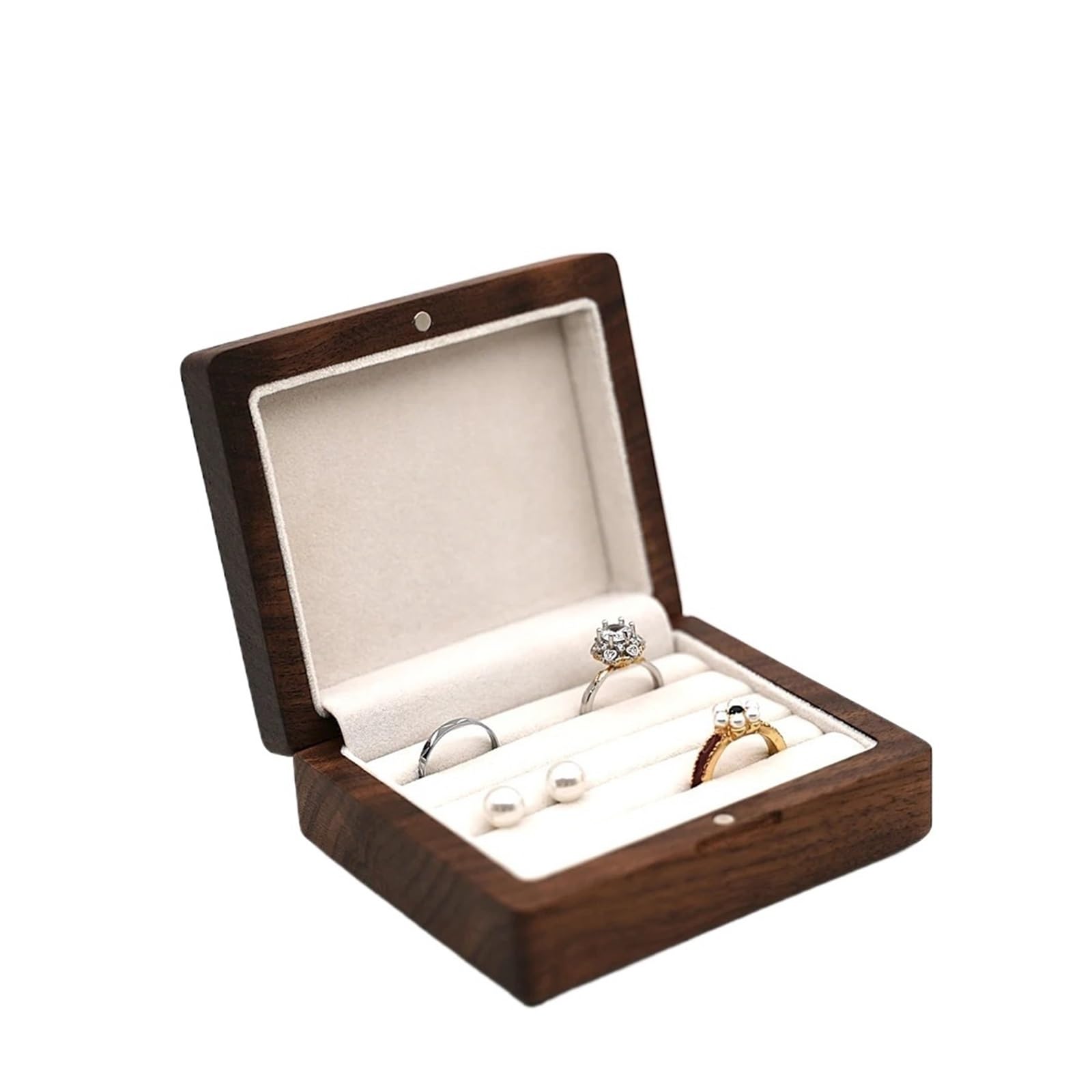 WWYYZAYC Wood Wedding Ring Box Storage Engagement Ceremony Proposal Portable Bead Case Rustic(Color06,NO ENGRAVING)