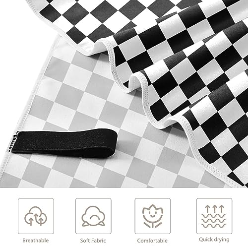 Boenle P895C953S2134 Black White Checkered Pattern Beach Towel thumb #2