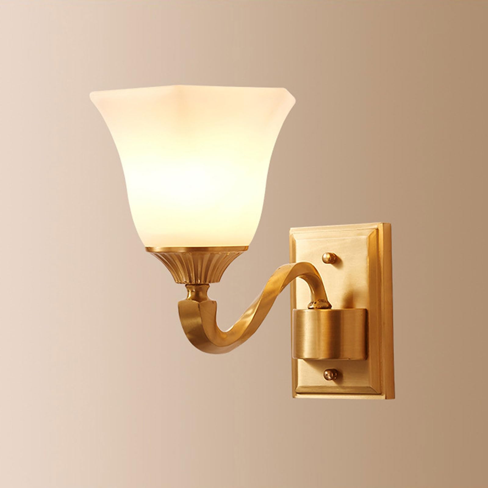 AWEITG American Style Copper Wall Lamp White Flower Glass Shade - E26/E27 Sconce for Indoor and Outdoor(A)