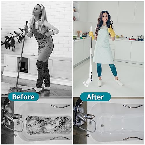 Electric-Spin-Scrubber-Cordless-Cleaning-Brush-with-Adjustable-Extension-Arm-9-Replaceable-Cleaning-Heads-LED-Screen-Voice-3-Adjustable-Speeds-Power-Shower-Scrubber-for-Bathroom-Tub-Tile-Floor