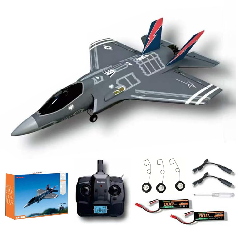 F35 RC Flugzeug für Erwachsene 3D6G Brushless 40mm EDF RC Jet | 2,4GHz 4 Kanäle RC Flugzeug mit Gyro Stabilisierung EPP Schaumstoff Stunt Segelflugzeug inklusive 2 Akkus und Ersatzteilen
