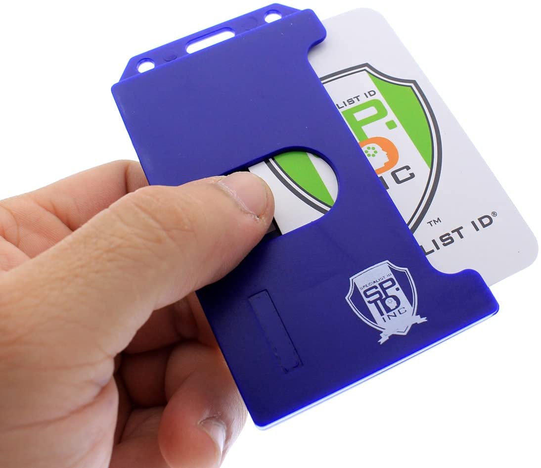 Vertical Badge Holder With Retractable Reel - 2 Side Load ID Card Holder
