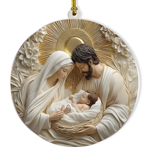 Christmas Nativity Scene Ornament, 3D-Look Acrylic Christmas Tree Nativity Scene