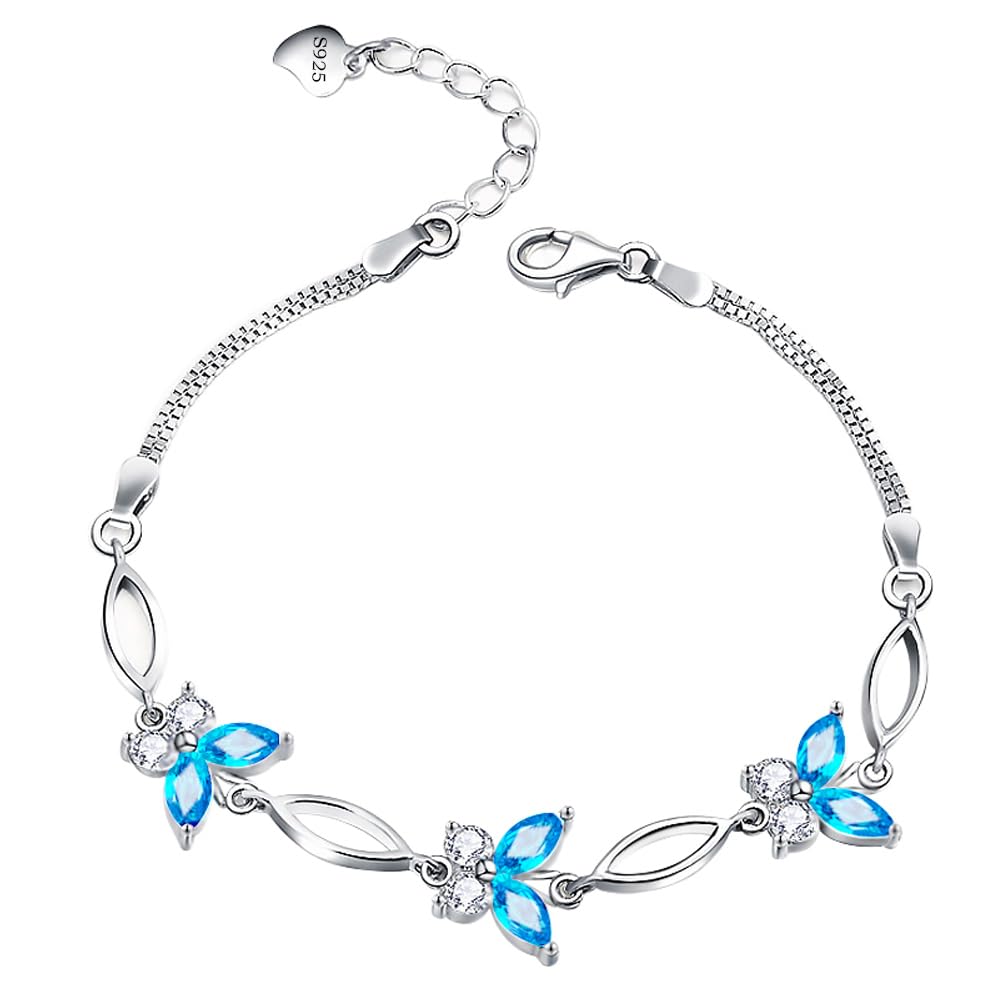 Gifts for Women S925 Sterling Silver Purple Butterfly Bracelet