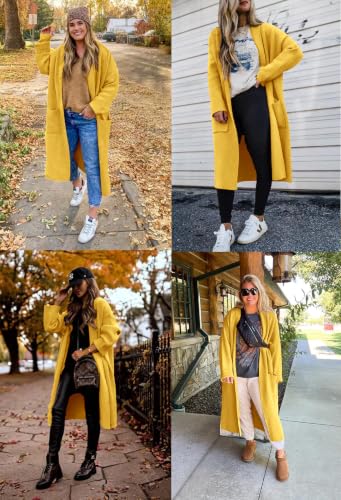 Image of Womens Long Sleeve Cardigan Sweaters Oversized Open Front Maxi Coat