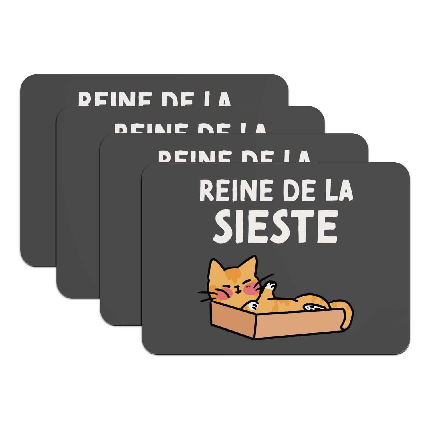 Set de table chat Reine de la Sieste pour petit-déjeuner en famille lot de 4