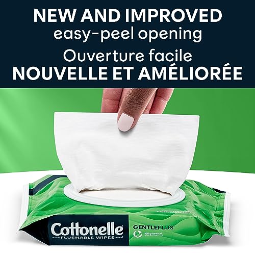 Cottonelle GentlePlus Flushable Wet Wipes with Aloe & Vitamin E - 2 Flip-Top Packs, 84 Total Flushable Wipes, 42 Count (Pack of 2) - Thumbnail 4