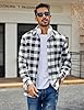 COOFANDY Mens Plaid Shirts Long Sleeve Cotton Smart Checked Flannel Shirt Button Down Lumberjack Shirts Black White 3XL #2
