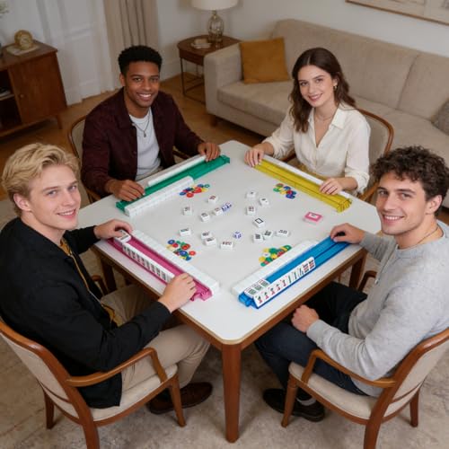 Juego profesional de Mahjong con 166 fichas y accesorios miniatura 7