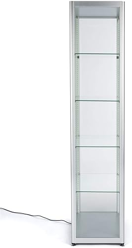 Miniatura 4 de Displays2go Caja de pantalla de cristal con bloqueo iluminada  Plata DCKDMT24S